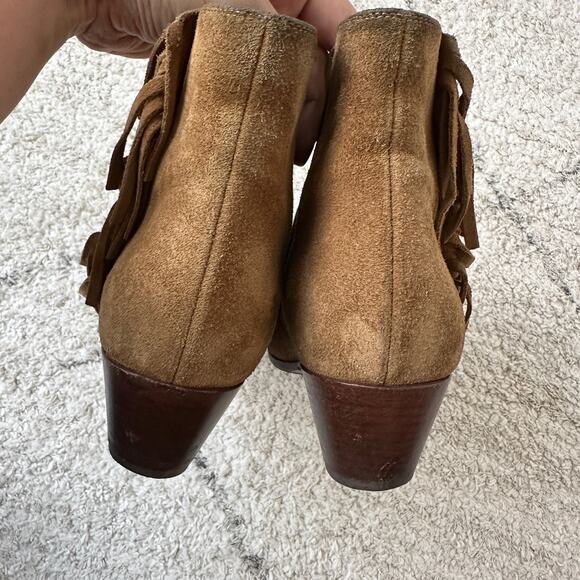 Saint Laurent Tan Brown Suede Fringe  Ankle Boots Size 36 / US 6 - Picture 7 of 14